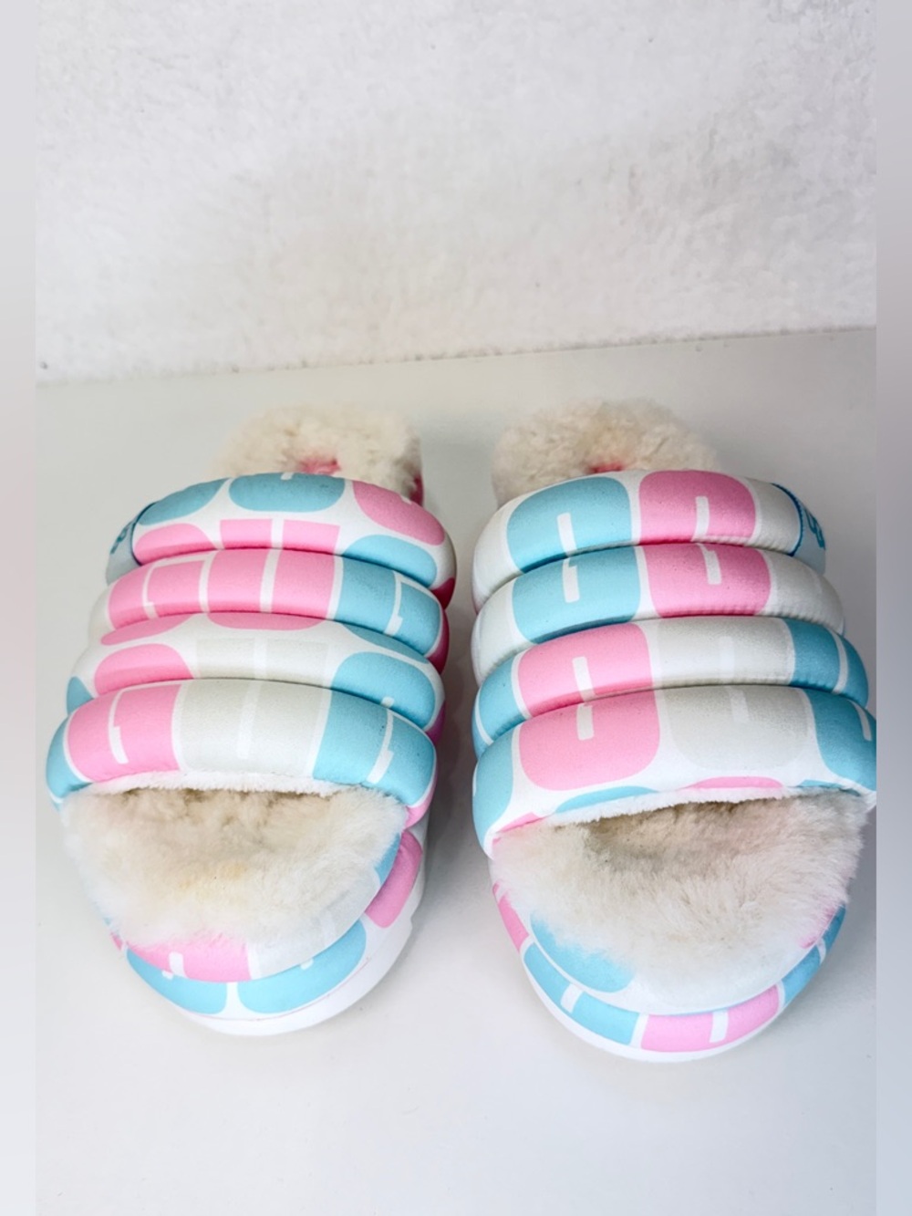 UGG Pride Maxi Platform Slide Sandal Pink Blue Size 8 multicolor Summer sandal - Picture 4 of 11